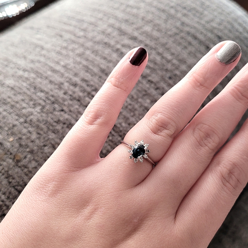 14k White Gold, Sapphire and Diamond Ring